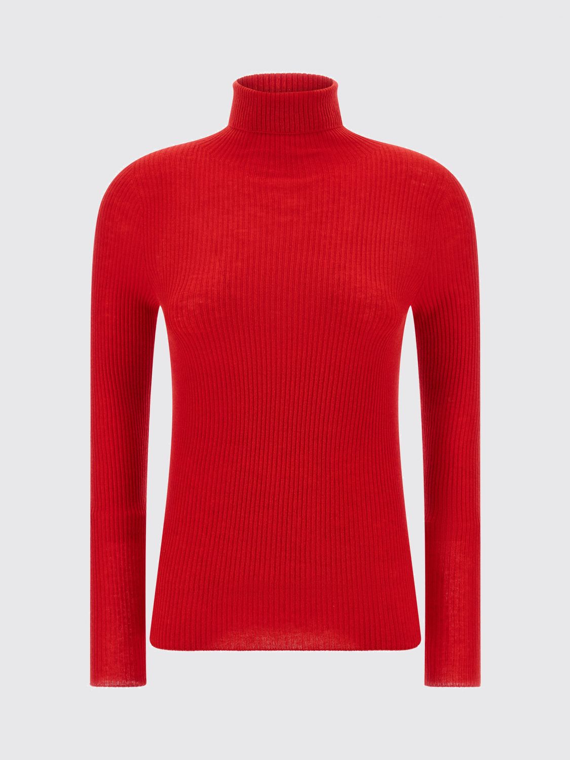 Fabiana Filippi Ribbed Virgin Wool And Silk Turtleneck Sweater In Red