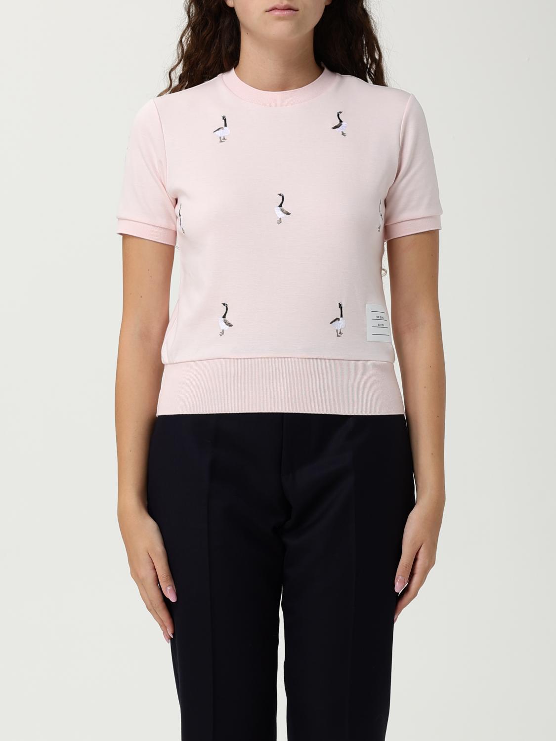 Thom Browne Geese-embroidered Cotton T-shirt In Pink