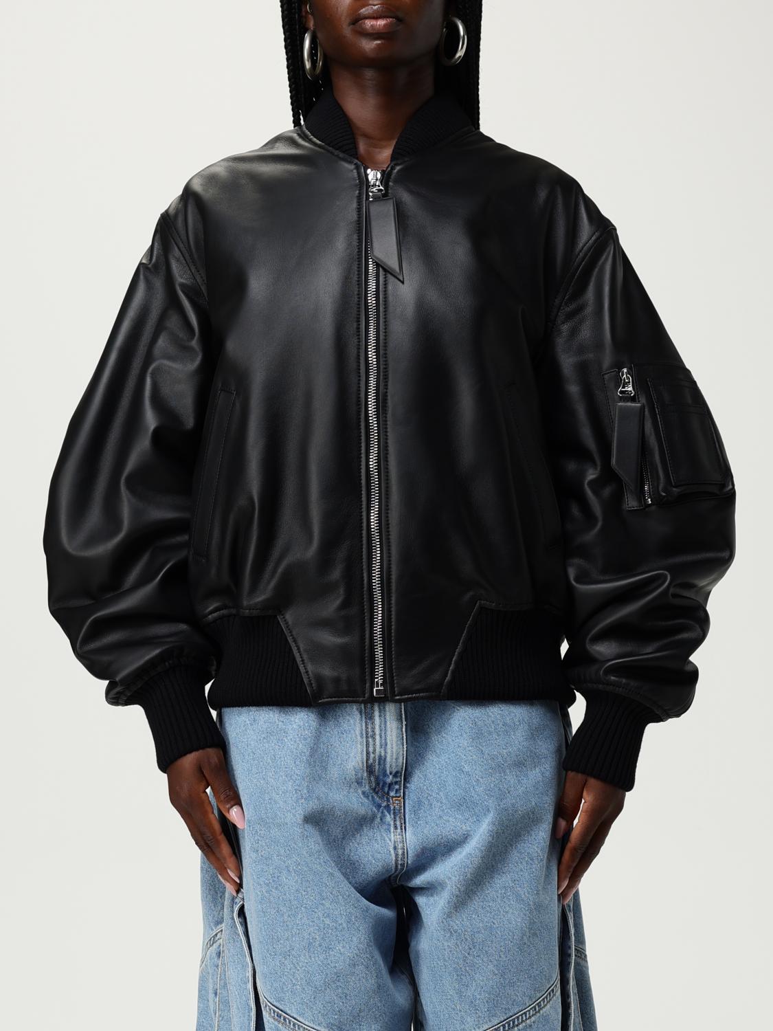 Attico Anja Bomber Leather Jacket In Black
