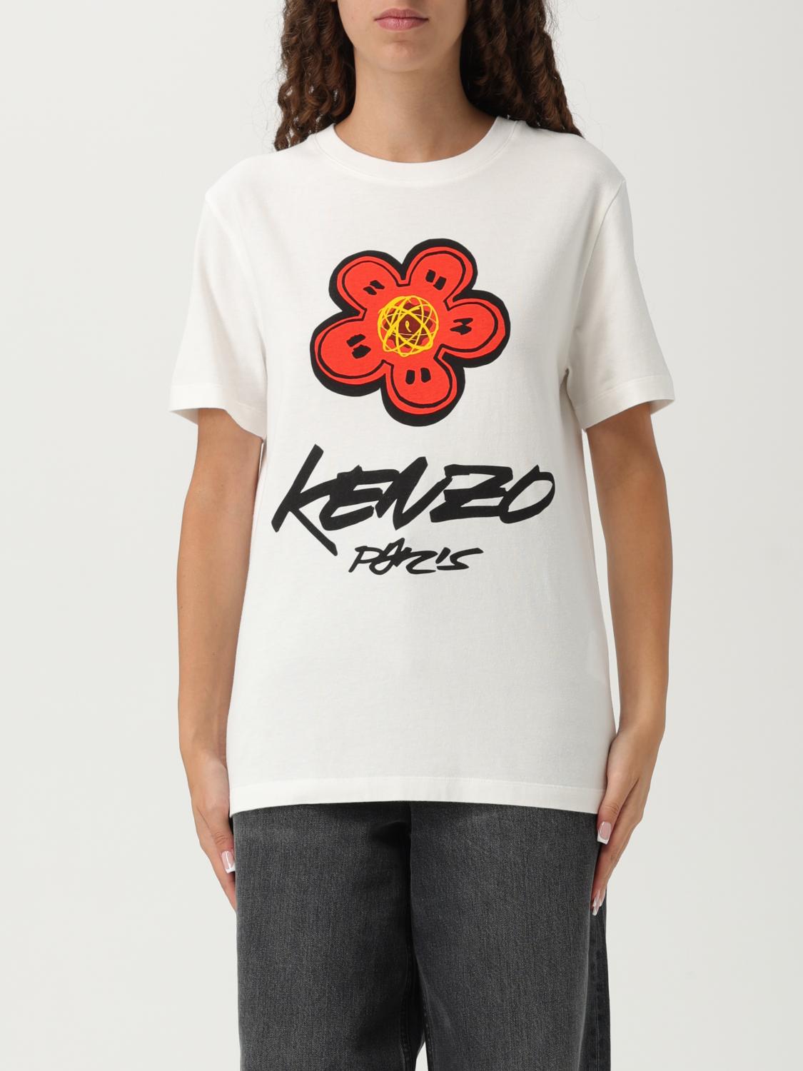 Kenzo Graphic Print Crewneck Short Sleeve T-shirt In White