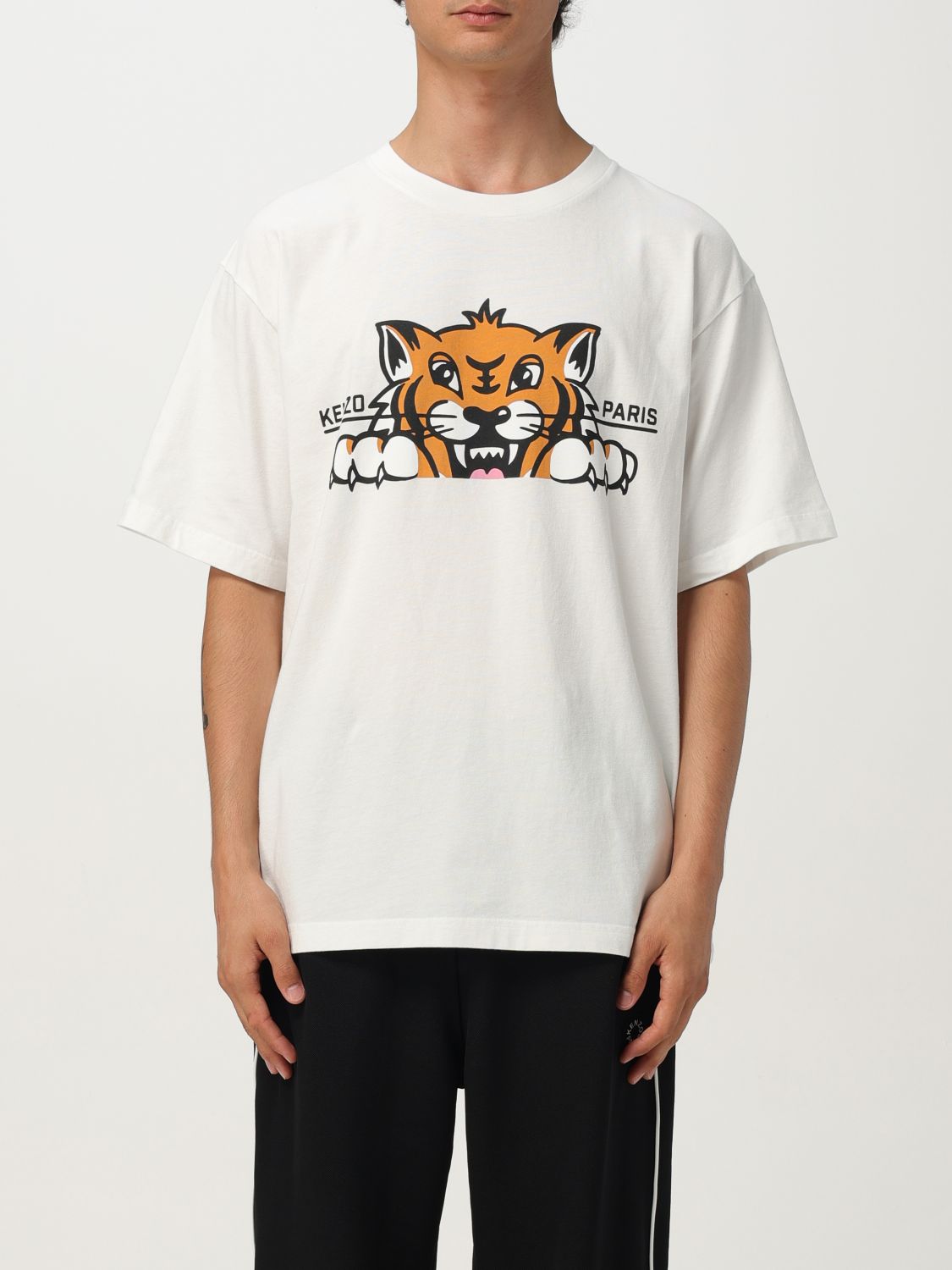 Kenzo Happy Tiger Classic Cotton T-shirt In White