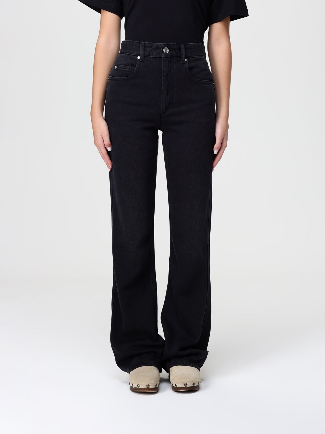 Isabel Marant Belvira Flowing Bootcut Jeans In Black