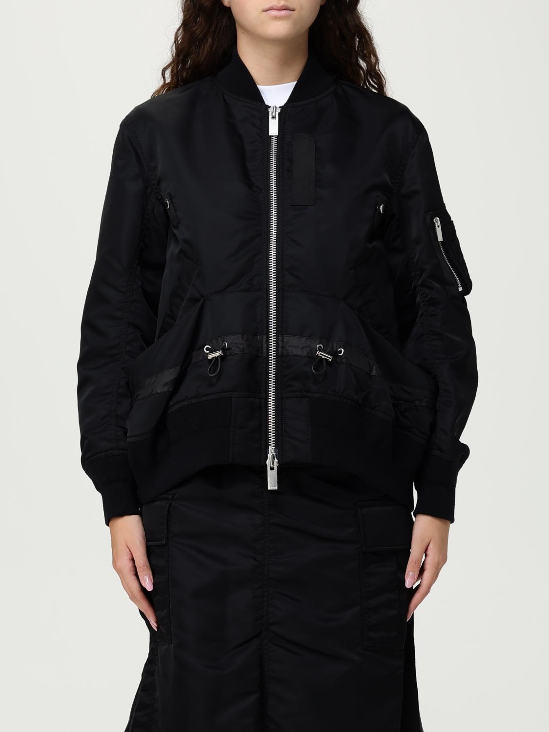 Sacai Blouson Nylon Twill Bomber Jacket In Black