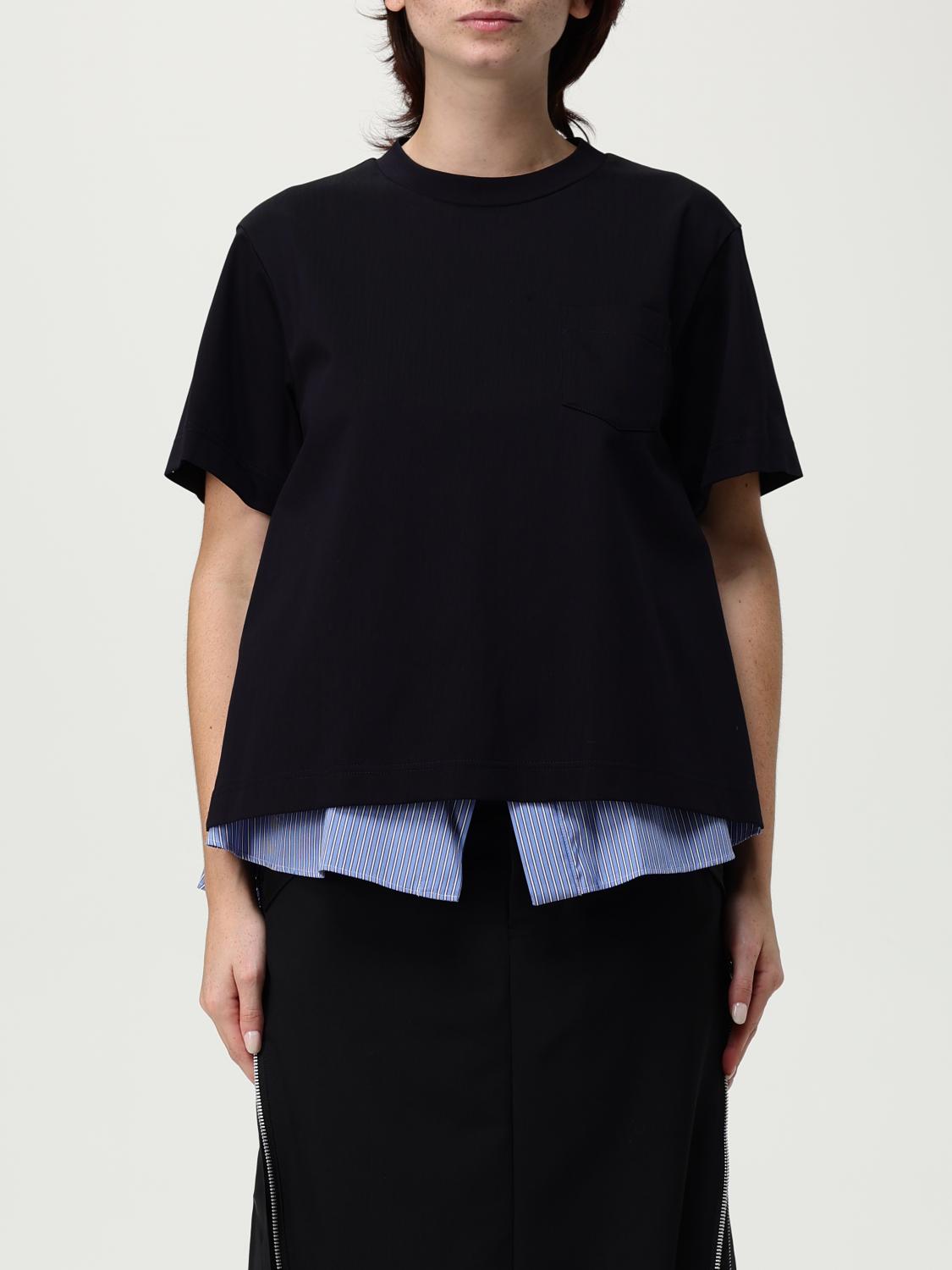Sacai Short-sleeve Layered T-shirt In Black