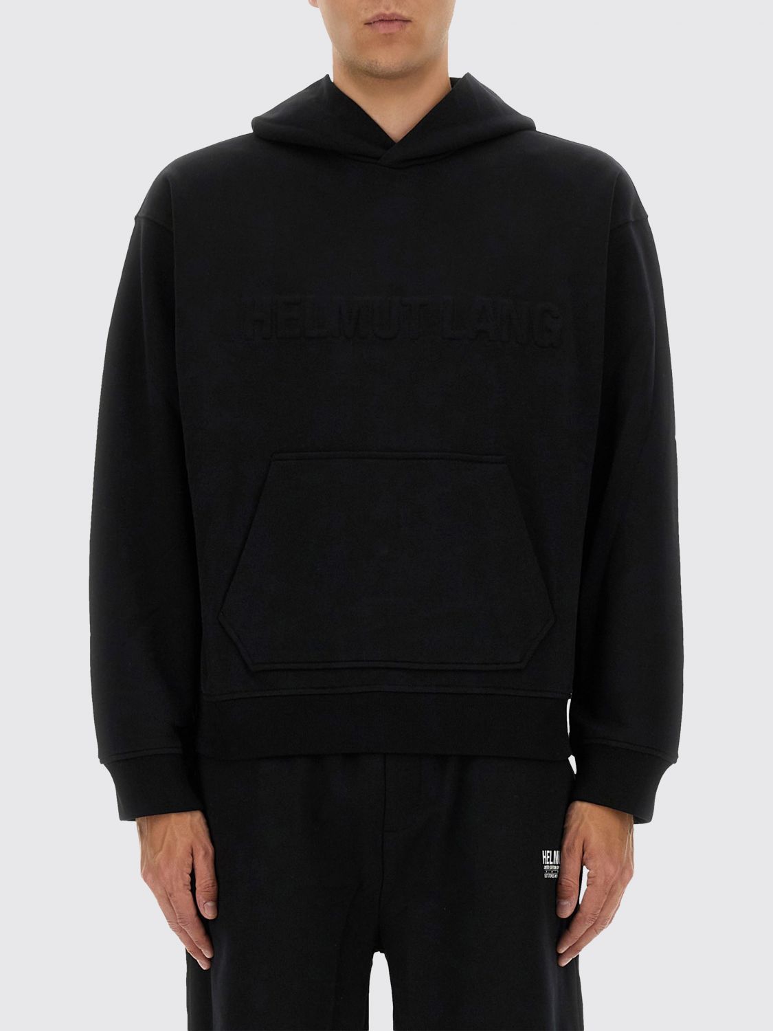 Helmut Lang Sweatshirt With Embossed Logo In Black