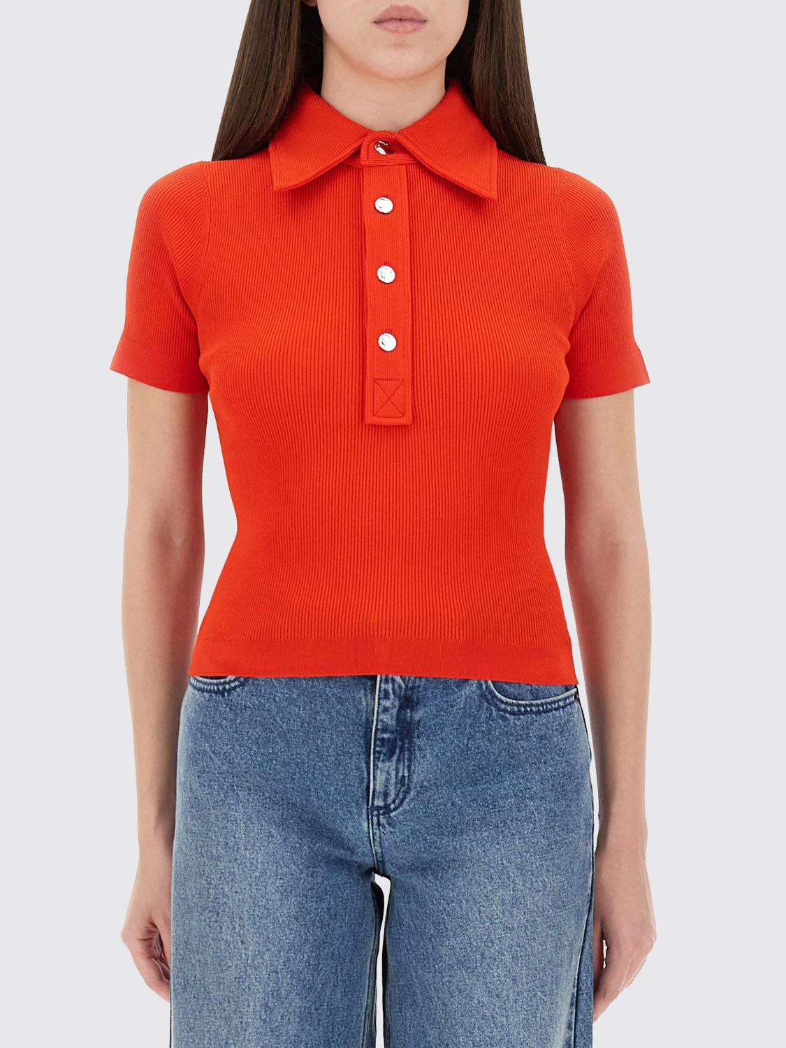 Tory Burch Viscose Polo Shirt In Red