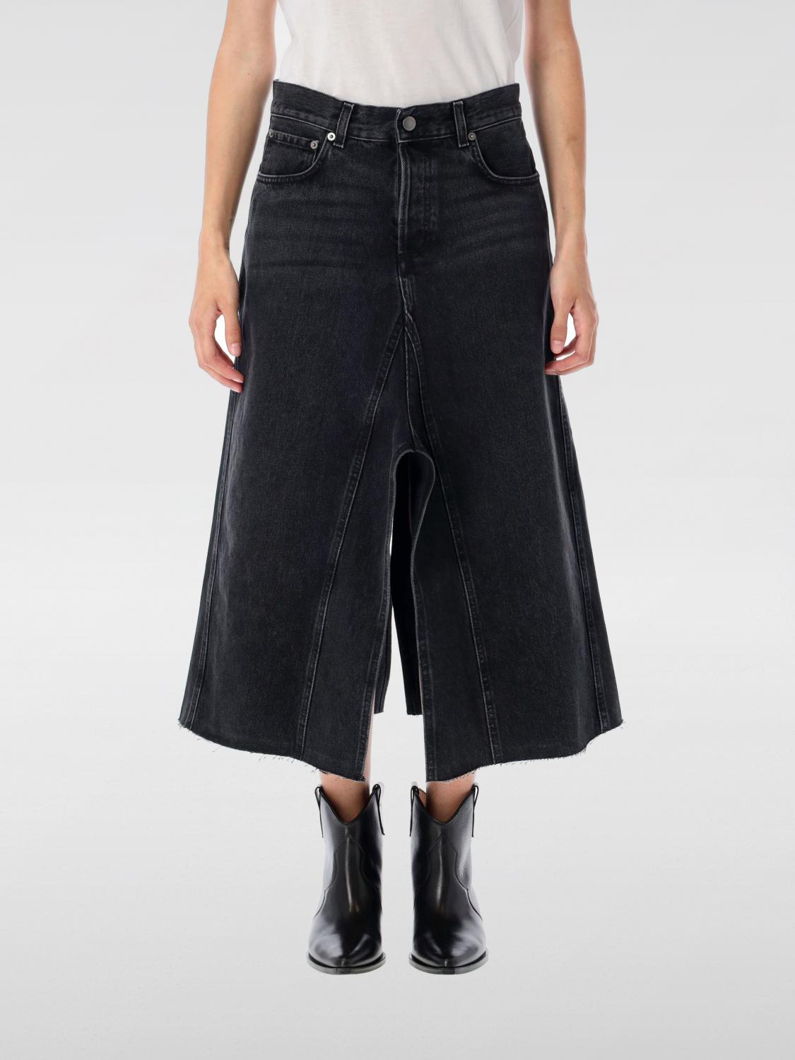 Haikure Denim Asymmetric Midi Skirt In Black