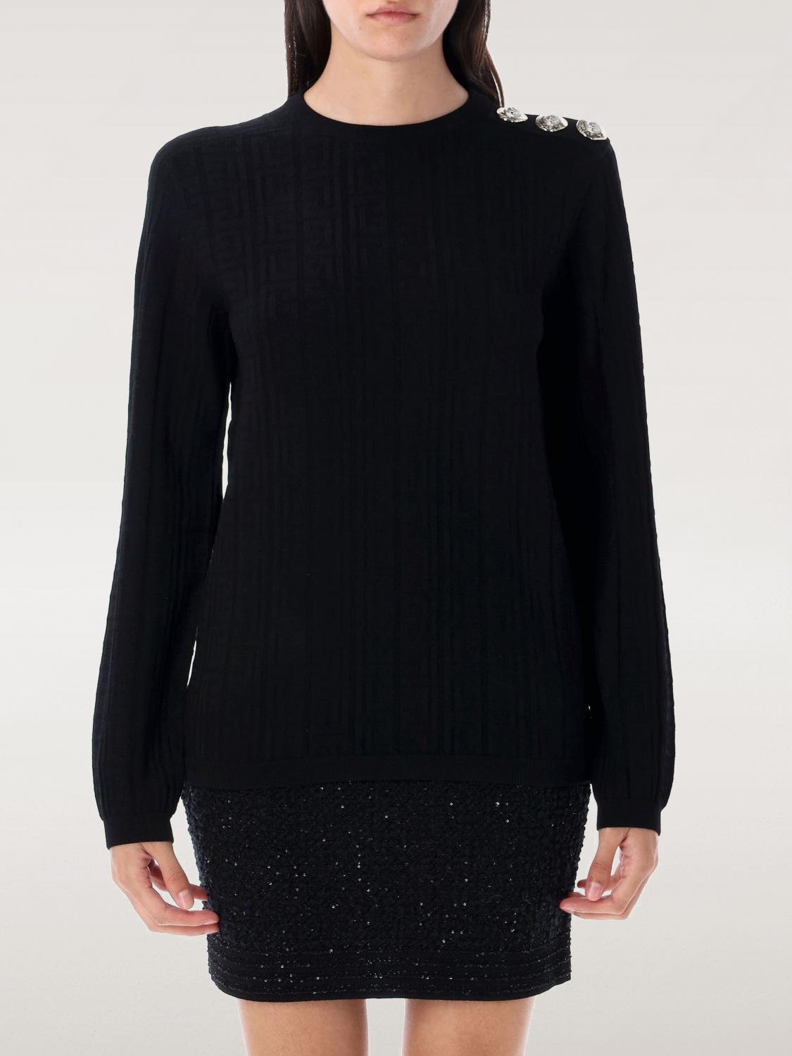 Balmain Monogrammed Knit Top In Black