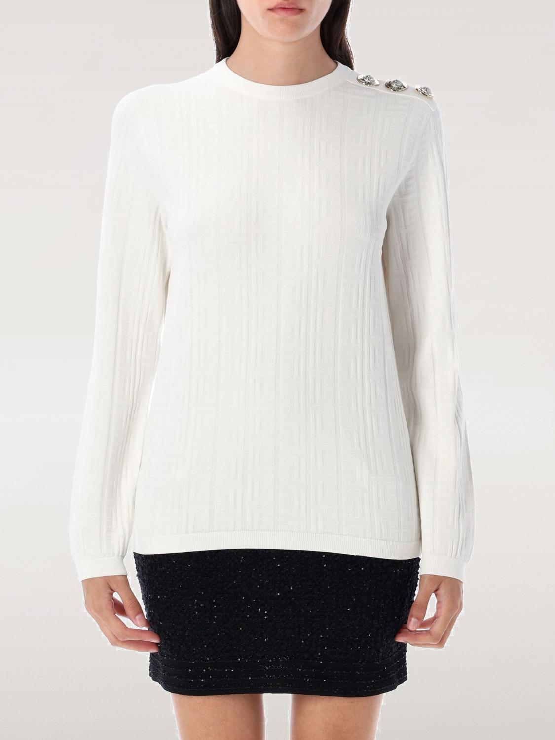 Balmain Maxi Shoulder Top Sweaters And Cardigans White In White
