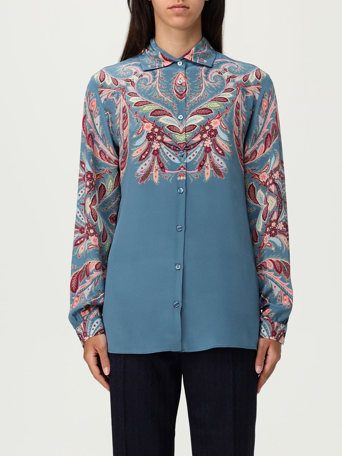 Etro Women Paisley Print Silk Shirt In Multi