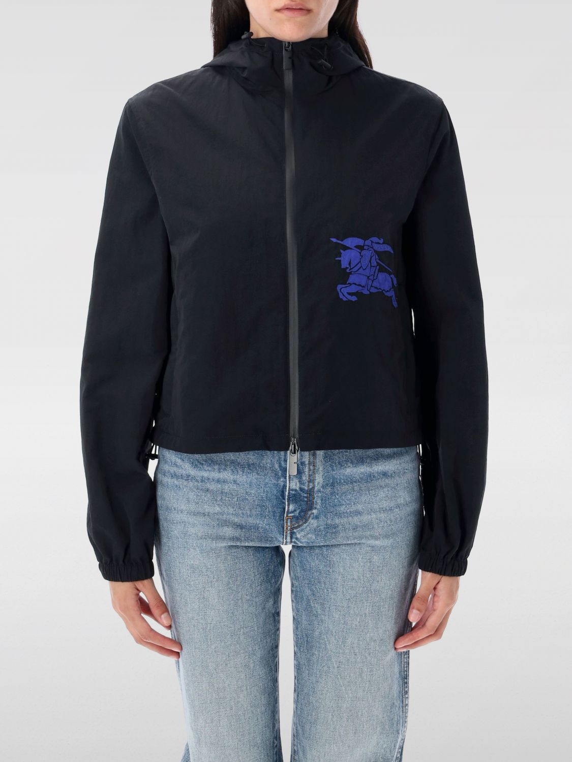 Burberry Graphic Print Hooded Jacket In Black