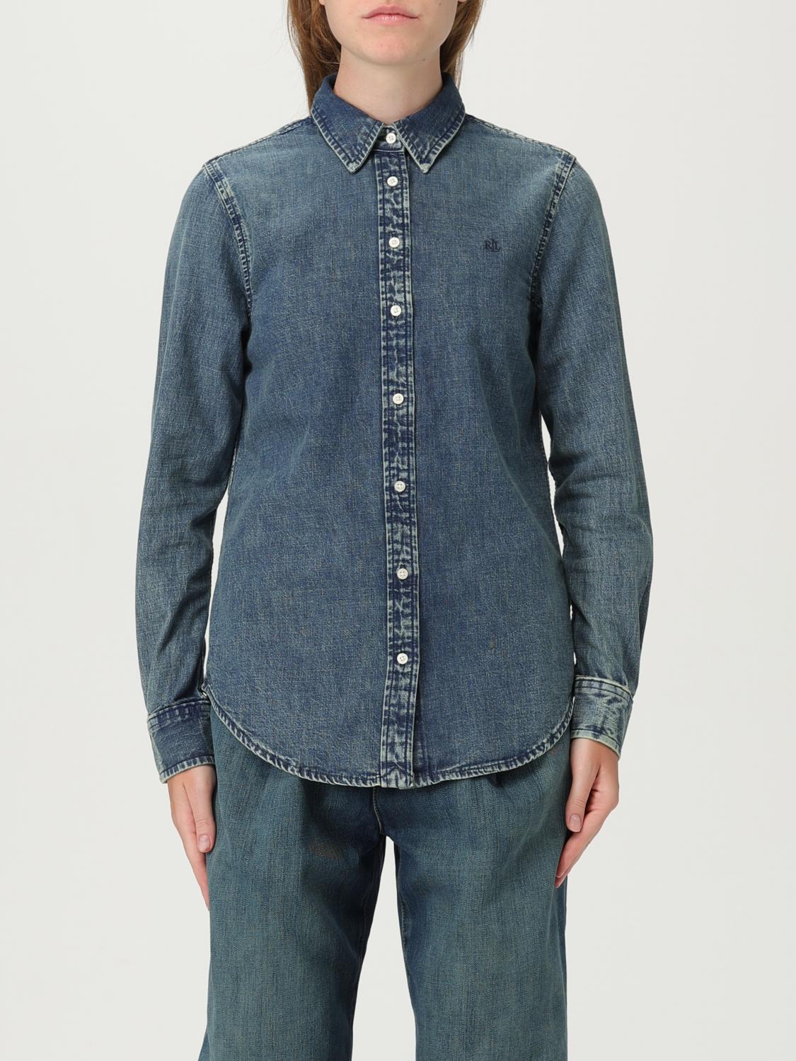 Ralph Lauren Lauren  Classic Fit Denim Button-up Shirt In Burgundy