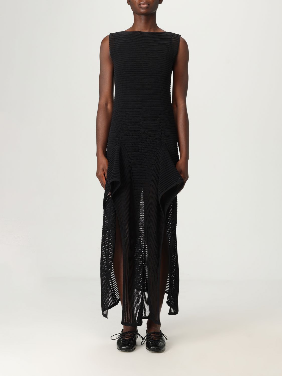 Alaïa Alaia Black Knit Dress With Ruches Women In Black