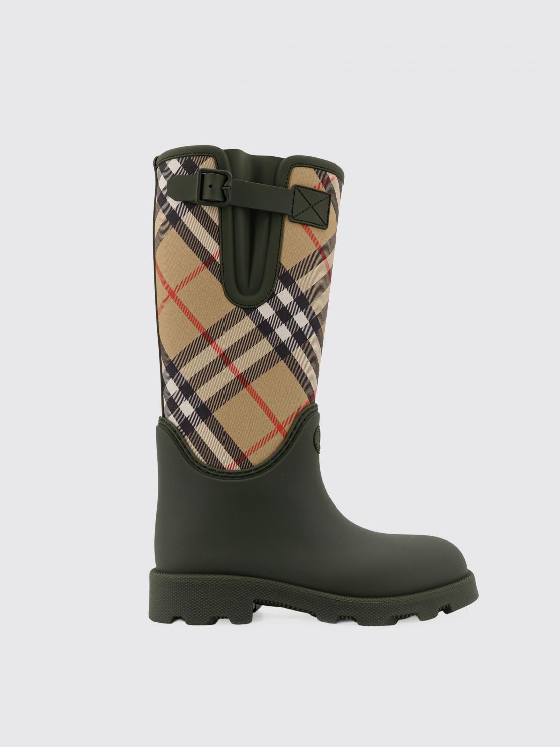 Burberry Women Rainboots With Traditional Check Insert In Black