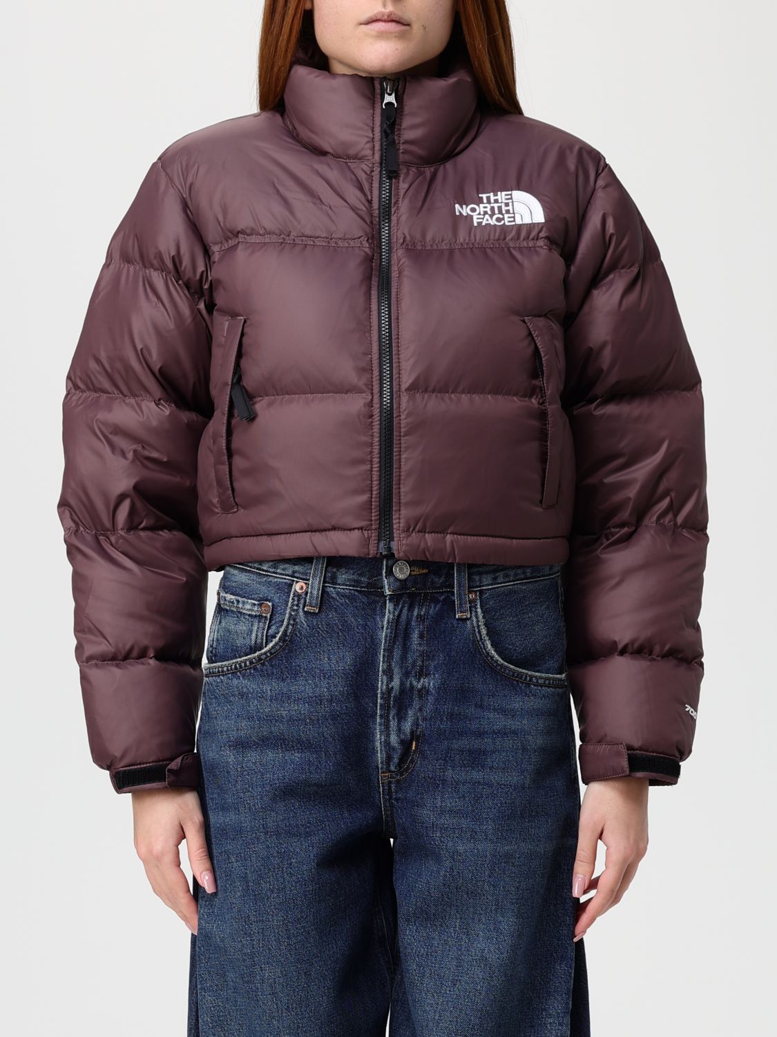 The North Face Cropped Padded Jacket Tawny Quartz In Burgundy