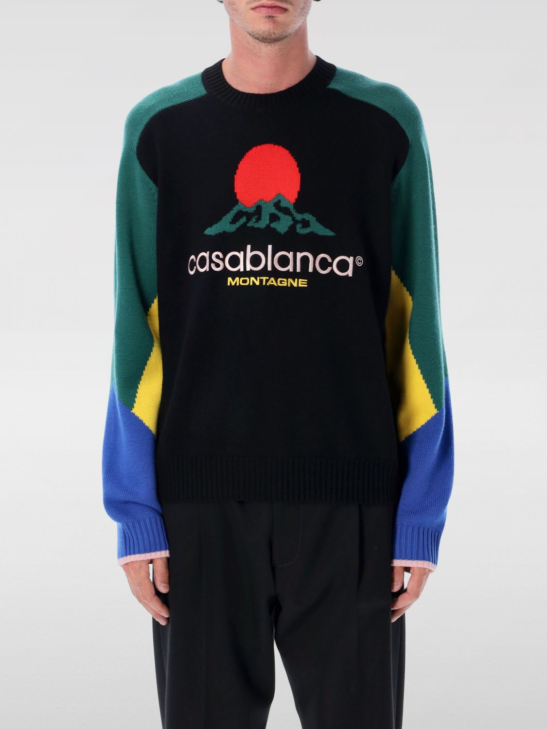 Casablanca Crewneck Merino Wool Jumper In Green