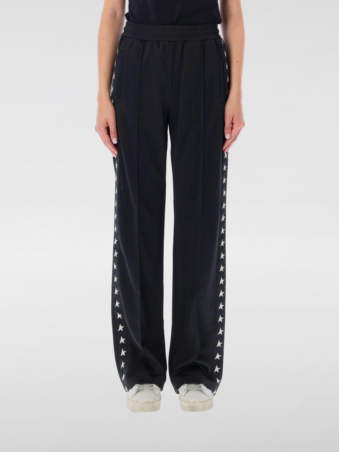 Golden Goose Jogging Pants With Adjustable Waistband And Star Motif Stripes In Black