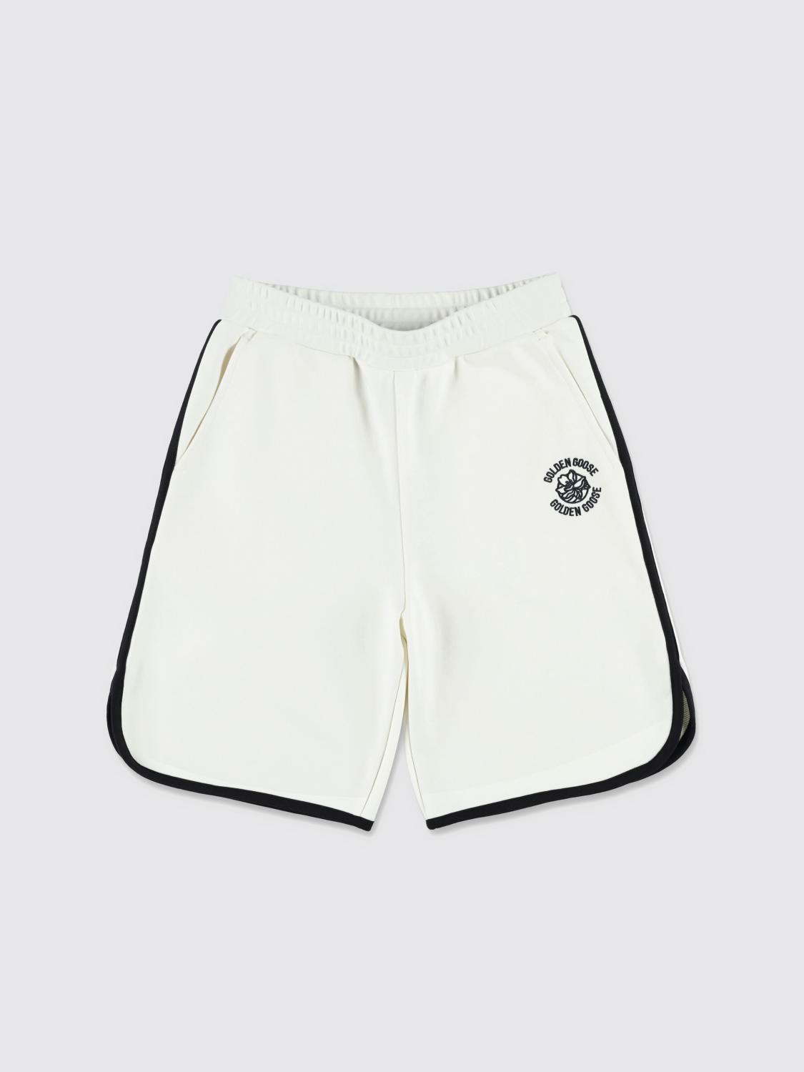 Golden Goose Fleece Logo-embroidered Shorts In White