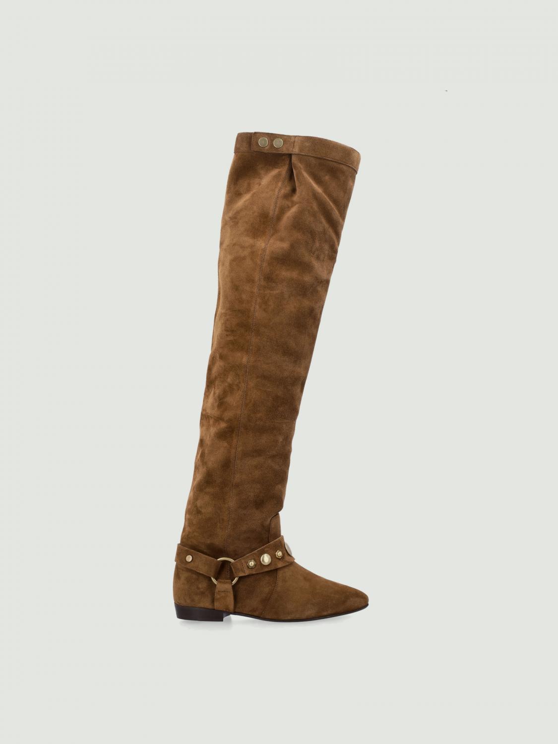 Isabel Marant High Suede Over-the-knee Pointed Toe Boot In Gold