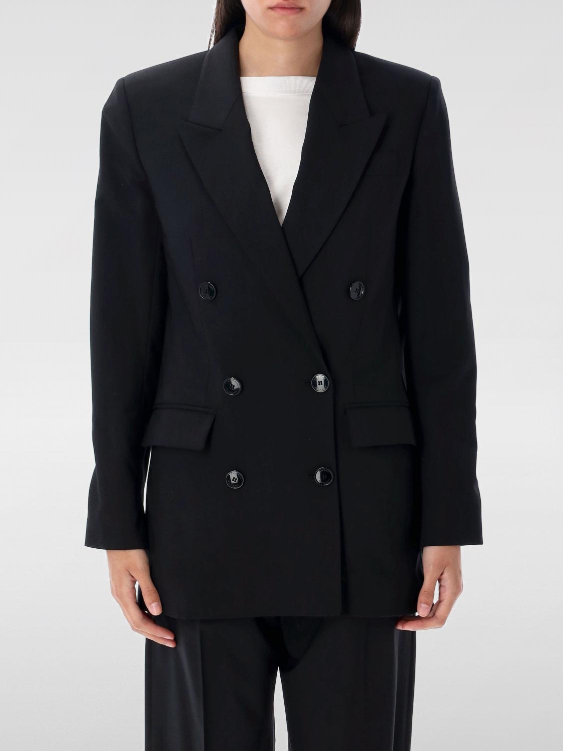 Isabel Marant Peak Lapel Double-breasted Blazer With Rear Vent In Black