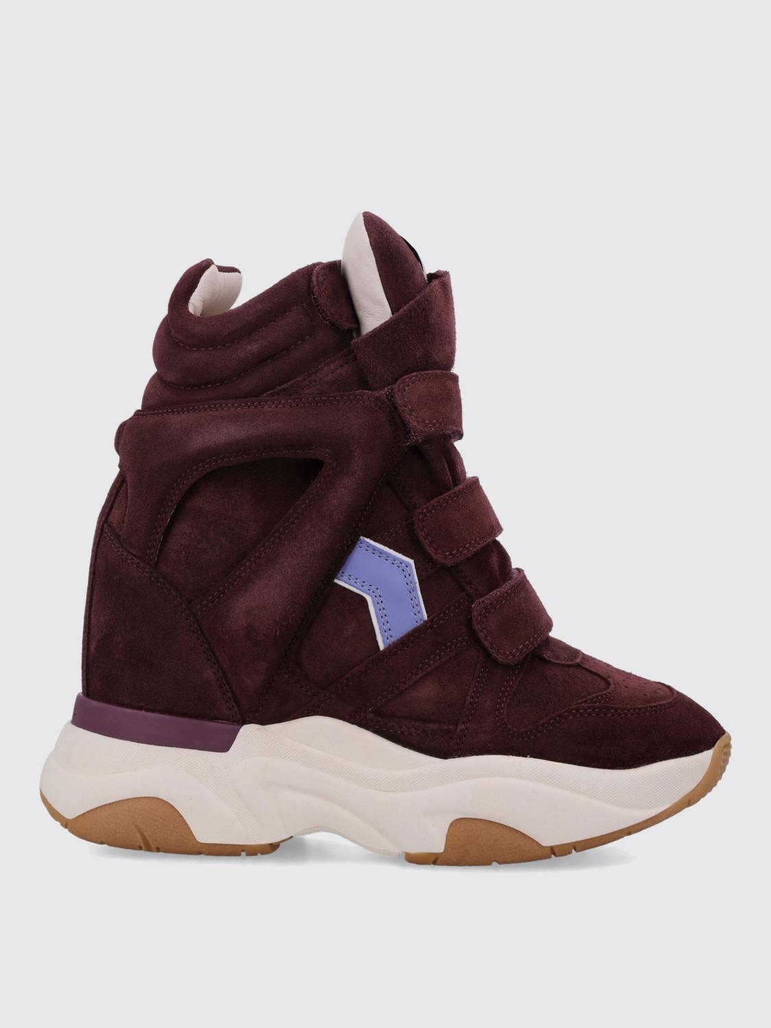 Isabel Marant Balskee High-top Wedge Suede Calfskin Leather Sneakers In Red