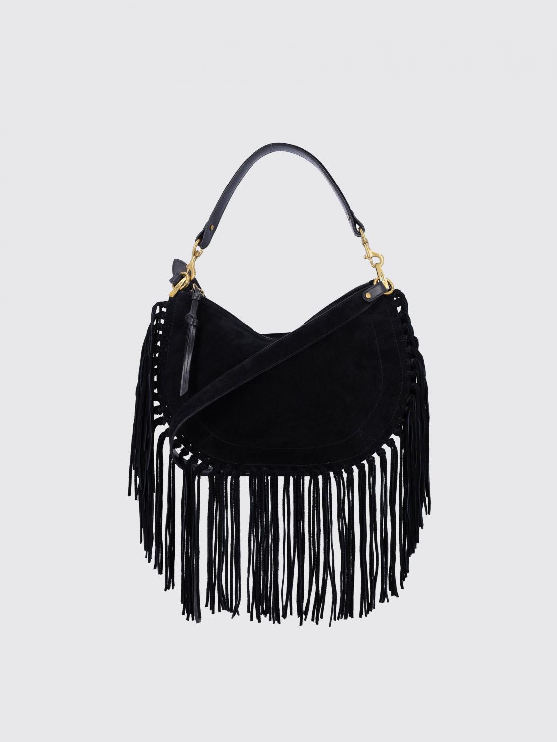 Isabel Marant Soft Fringe Zip Crossbody Bag In Black