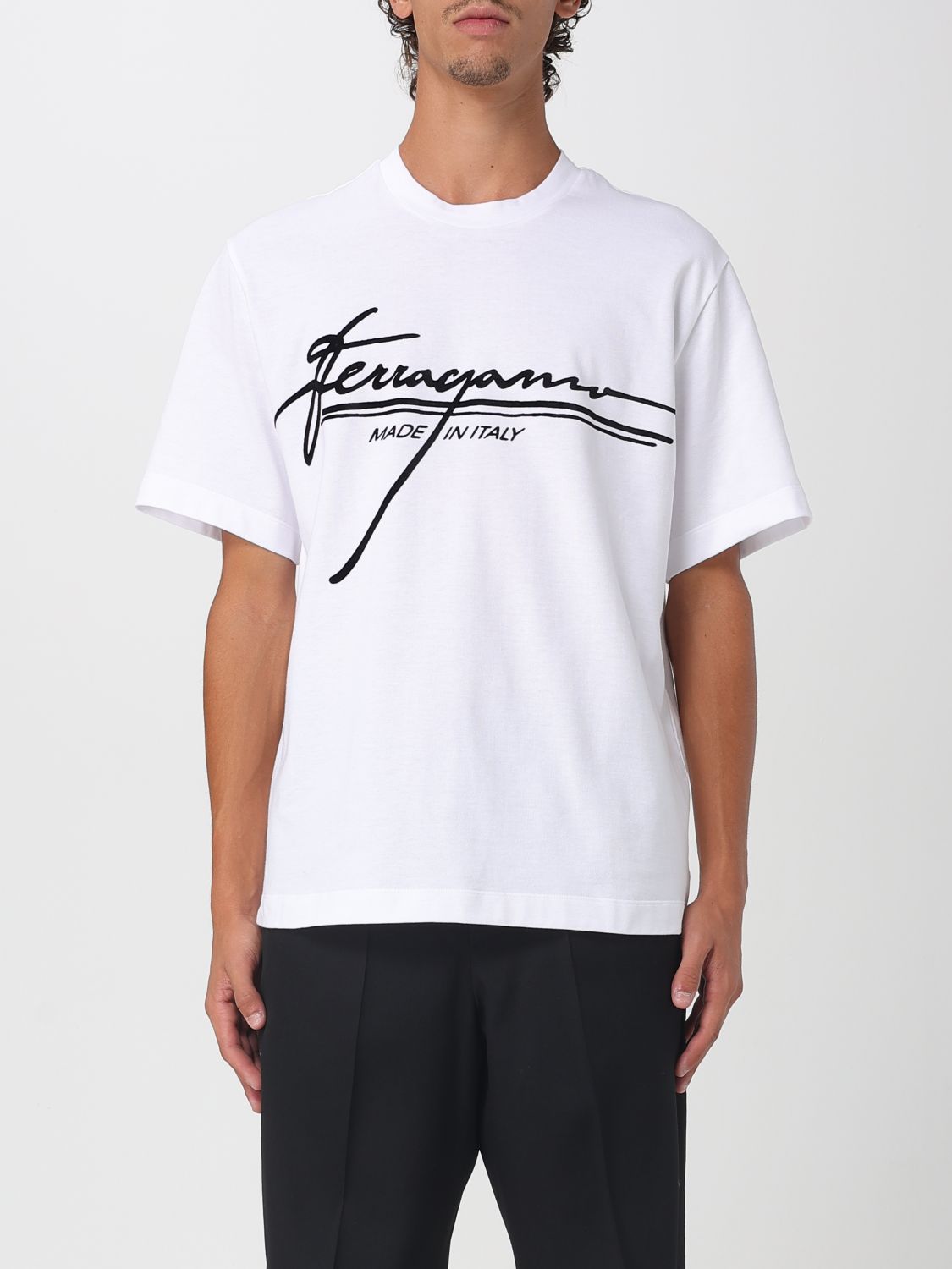 Ferragamo Signature Velvet Logo T-shirt In White