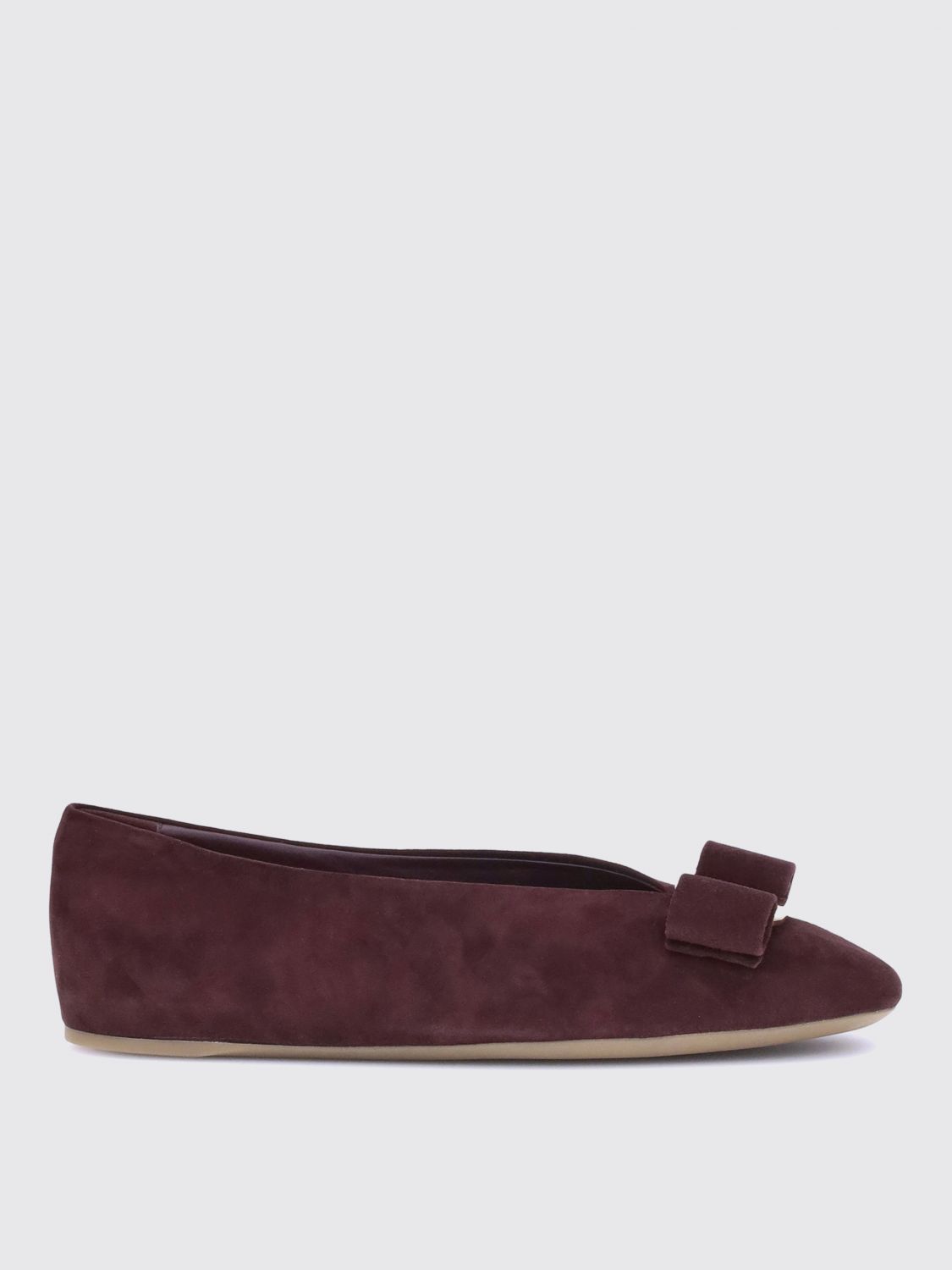Ferragamo Vanna Vara-bow Suede Ballet Flats In Burgundy