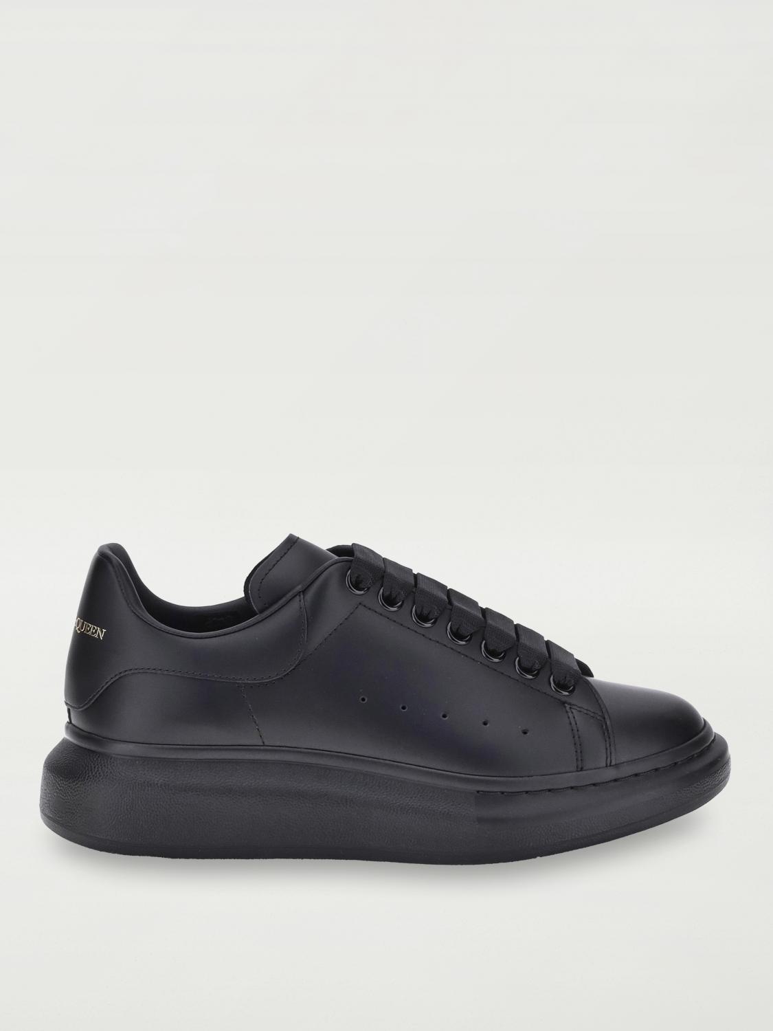 Alexander Mcqueen Oversize Leather Low-top Sneakers In Black