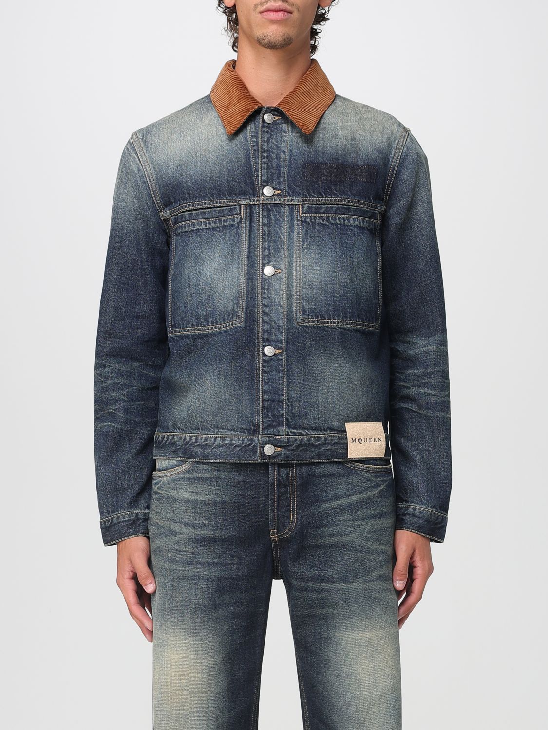 Alexander Mcqueen Trucker Jacket In Blue