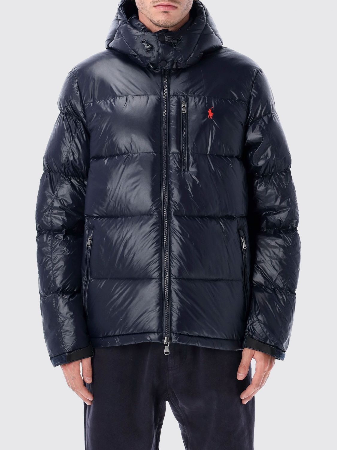 Polo Ralph Lauren The Gorham Glossed Down Jacket With Detachable Hood In Blue