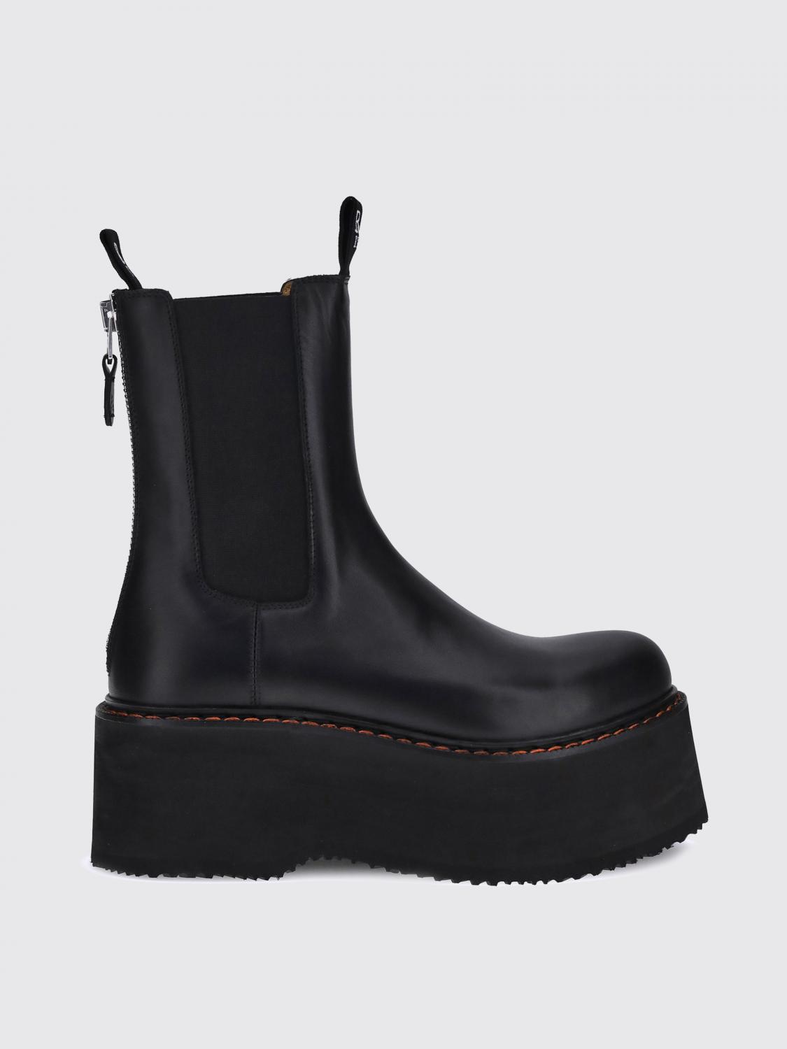 R13 Double Stack Platform Boots In Black