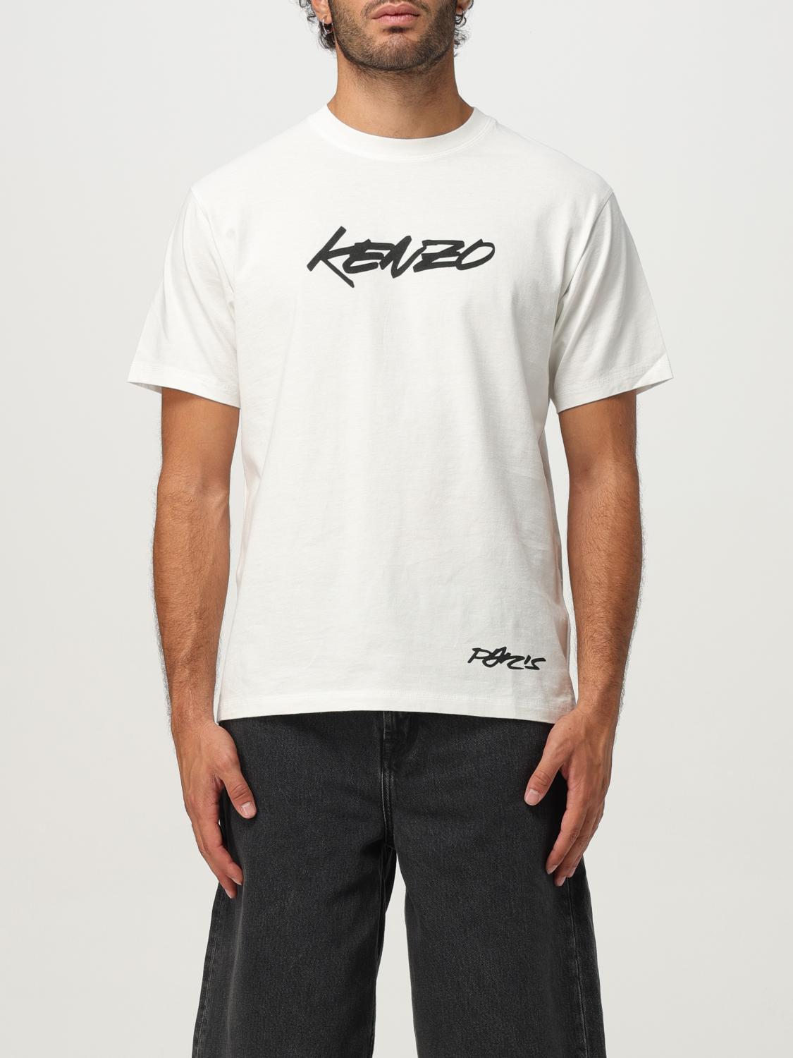 Kenzo Black Cotton T-shirt With Embroidered Tiger Logo In White