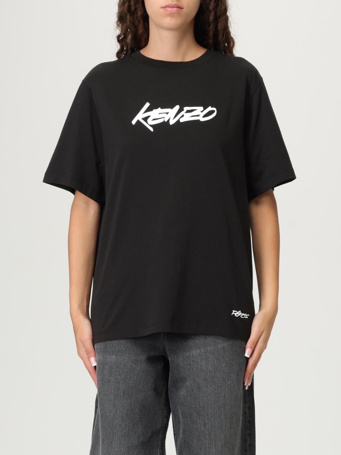 Kenzo Logo Printed Crewneck T-shirt In Black