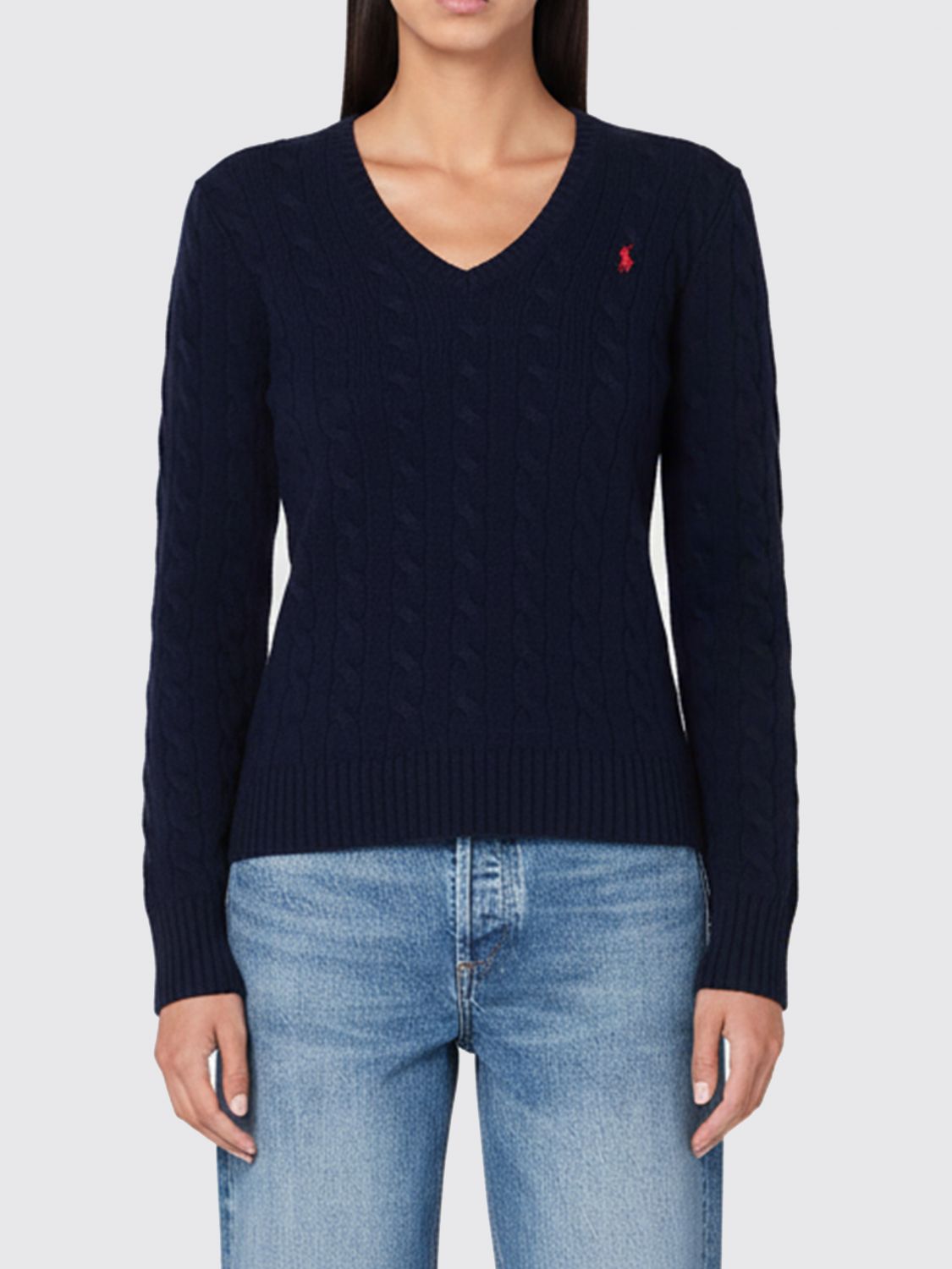 Polo Ralph Lauren Blue Cable-knit Sweater In Wool And Cashmere In Multi