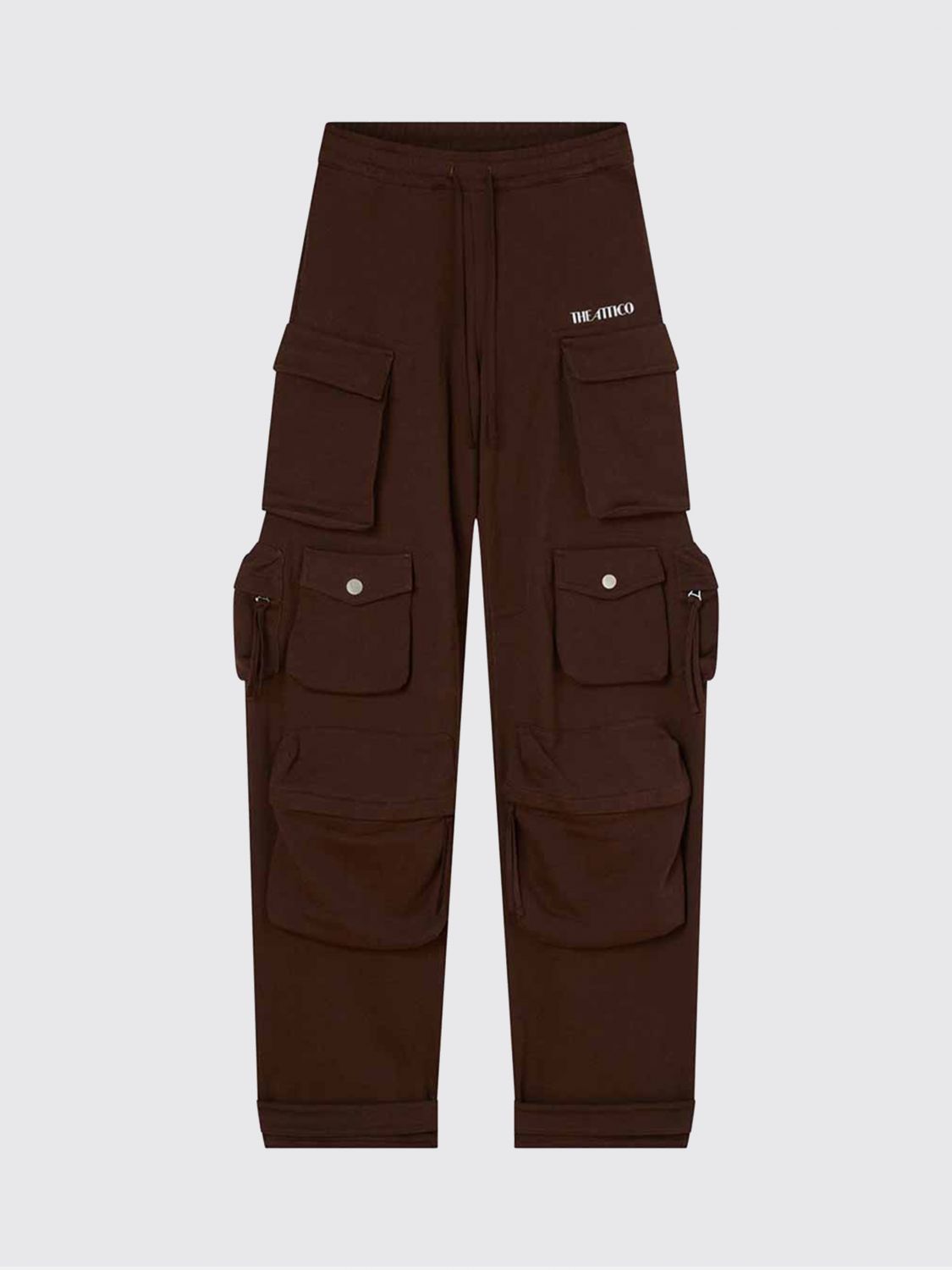 Attico Cotton Jersey Cargo Sweatpants In Brown
