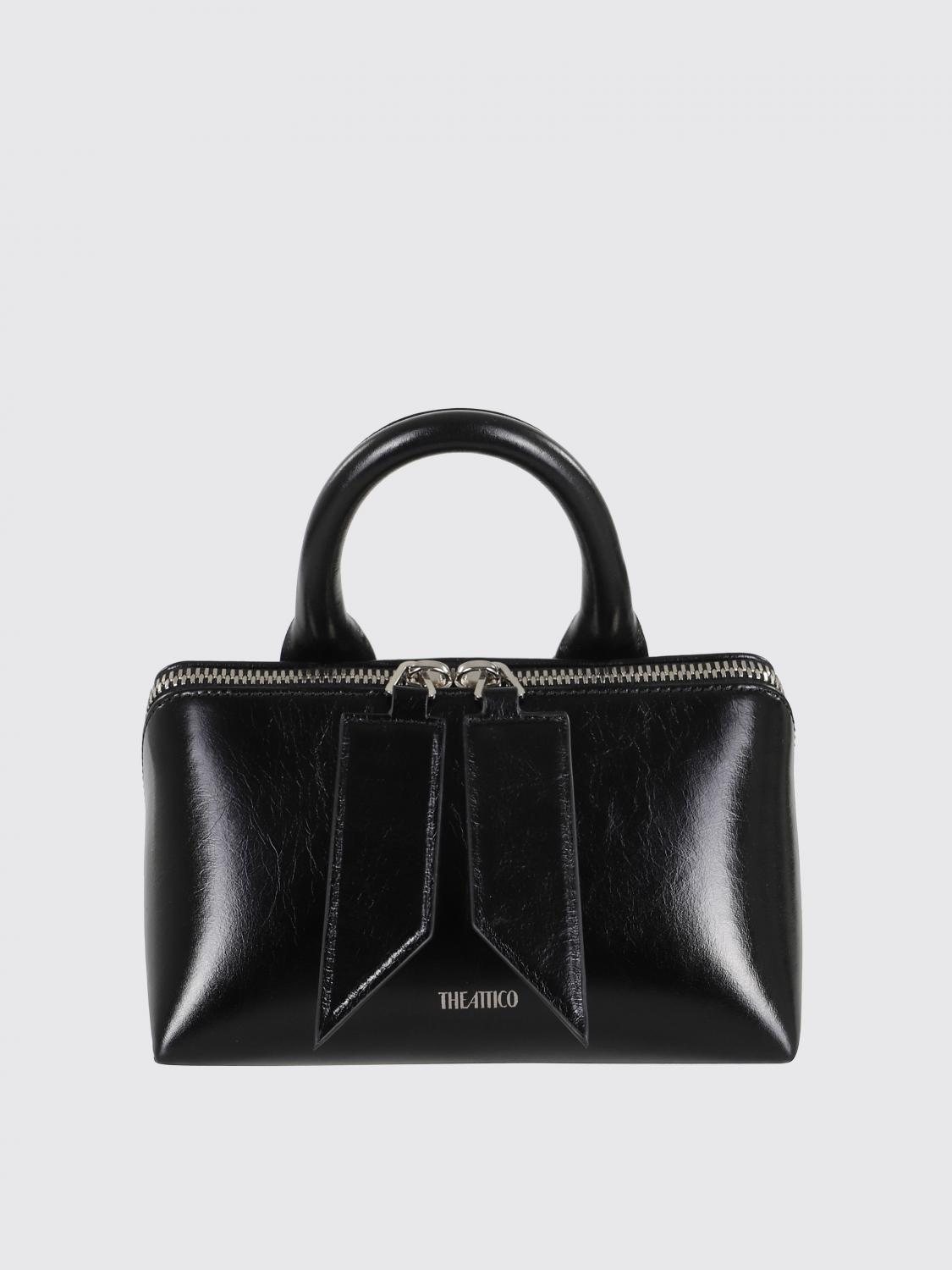 Attico Small Friday Leather Top Handle Bag In Black
