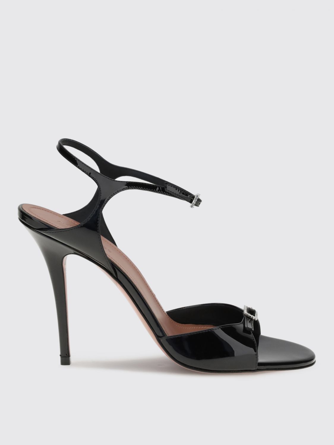 Amina Muaddi Patent-leather Adut Sandal In Black