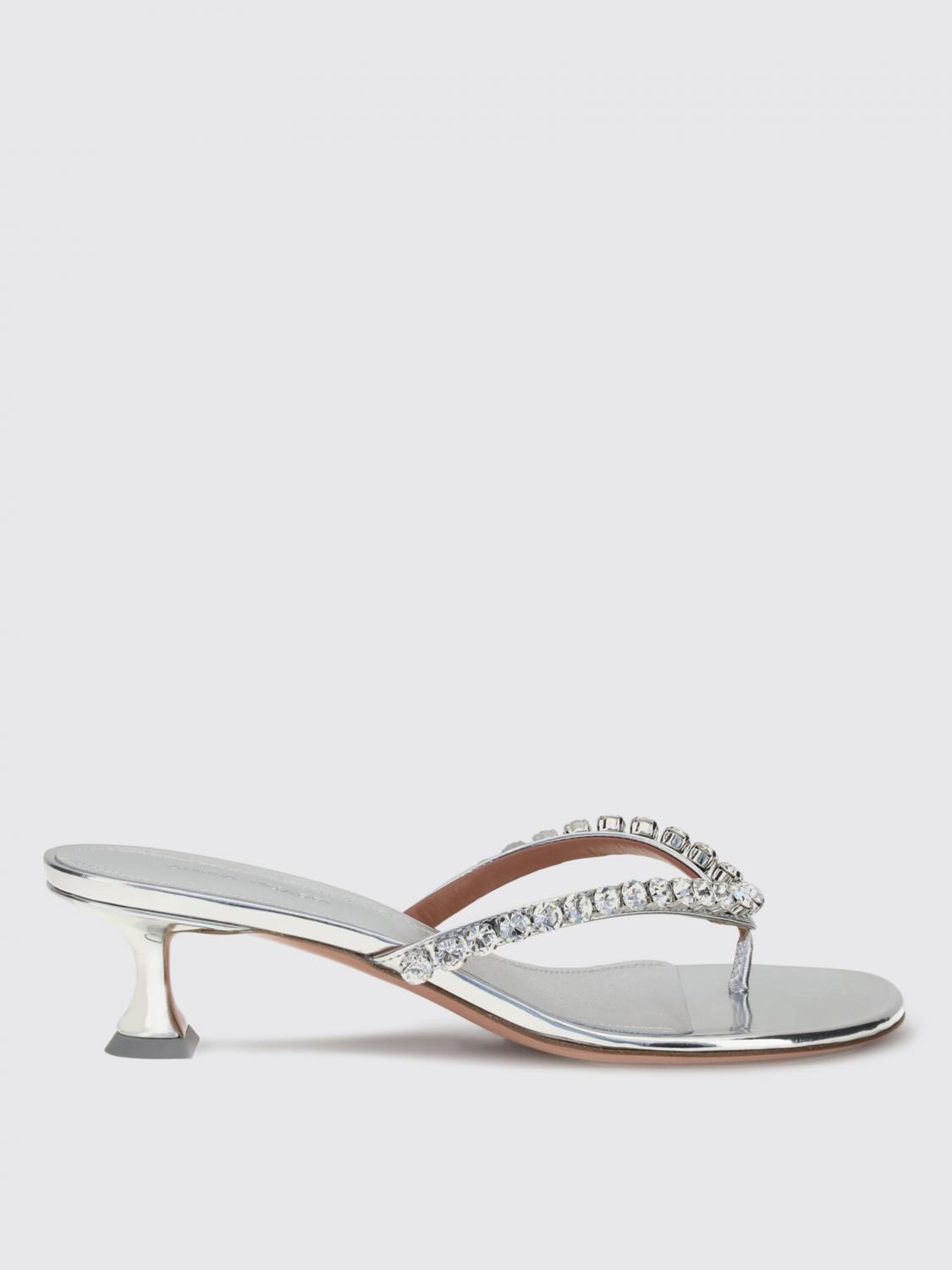 Amina Muaddi Gigi Thong Mirror Sandals In White