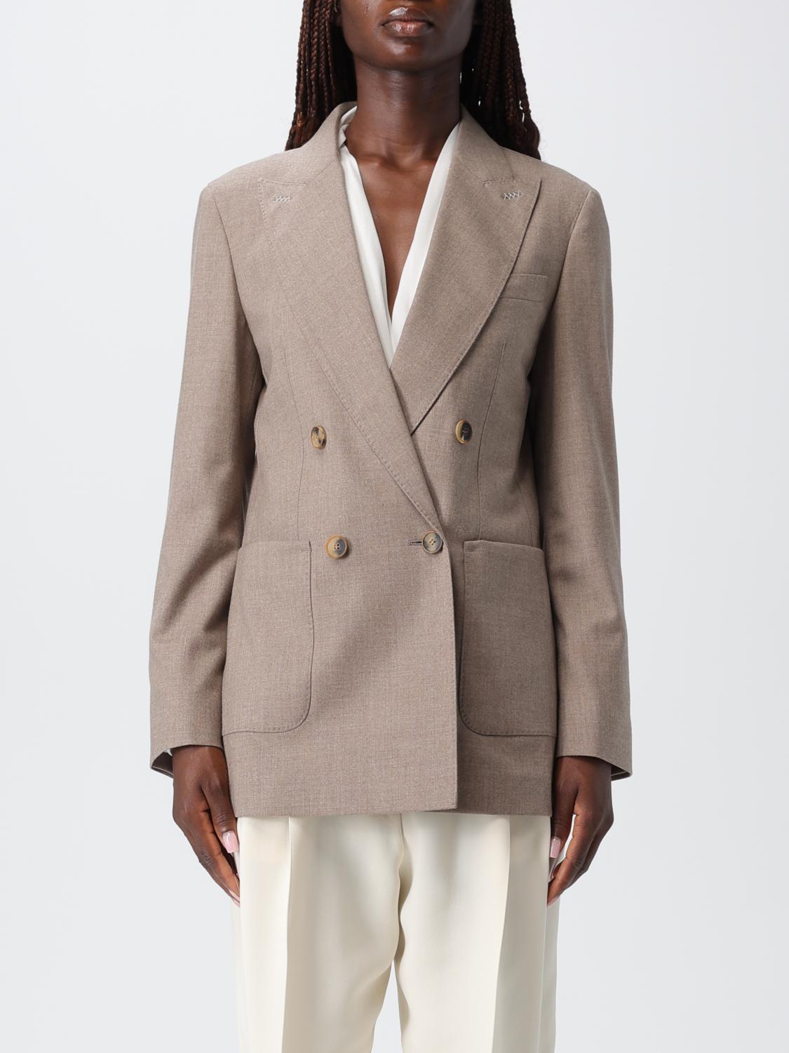 Max Mara Double-breasted Tailored Jacket With Notched Lapel In Neutral