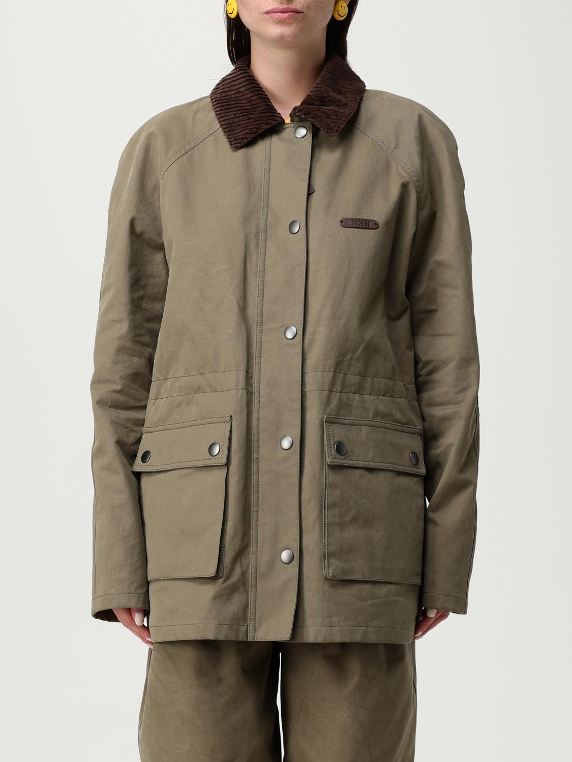 Moschino Logo Label Jacket With Elbow Patches In Green