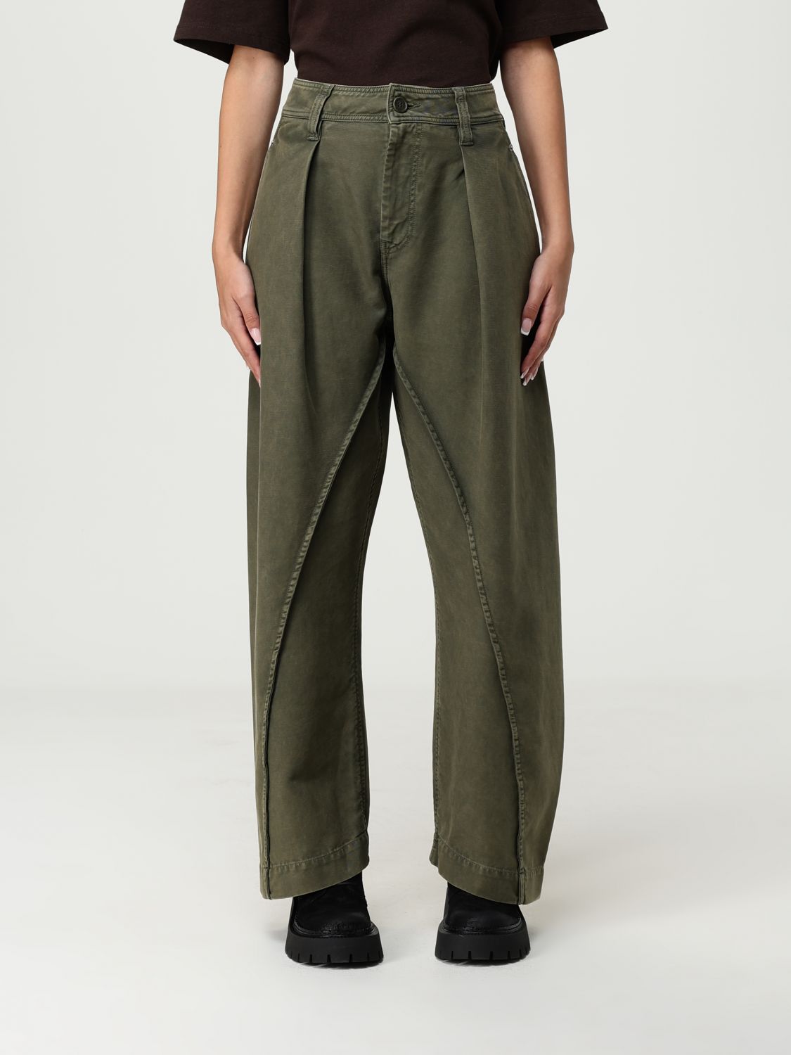 Jw Anderson J. W. Anderson Mid-rise Trousers With Pleats In Green