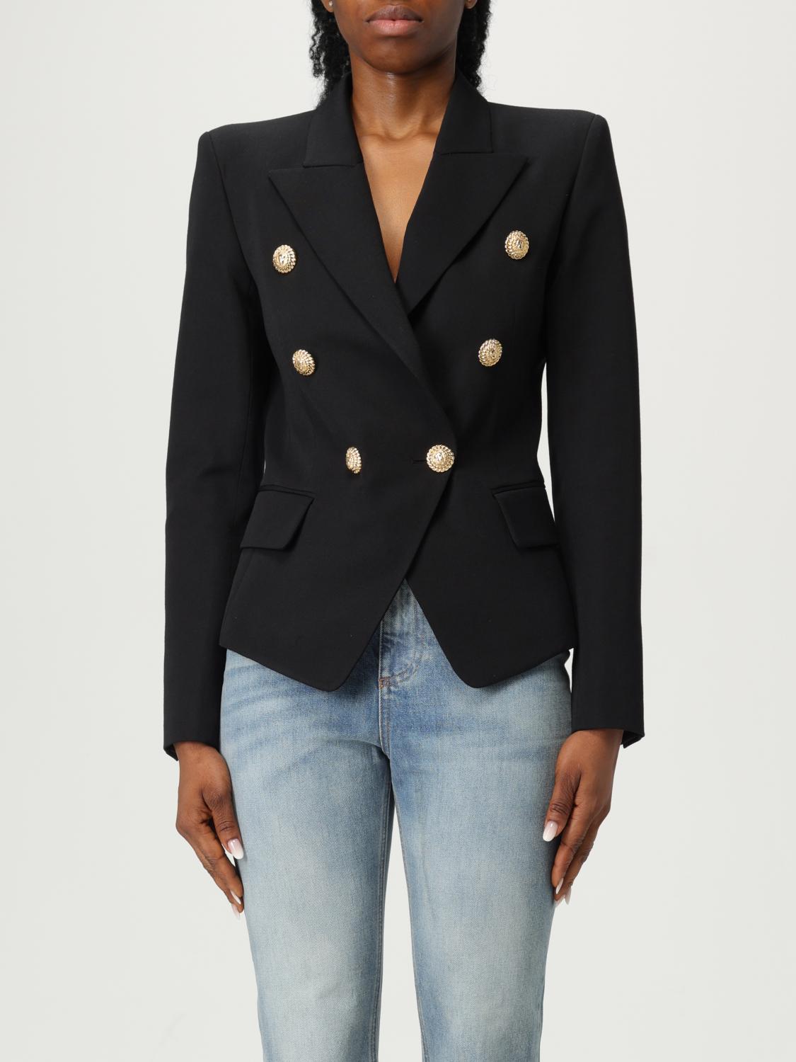 Balmain Double Breast Blazer Jacket With Logo Buttons Blazer And Suits Black In Black