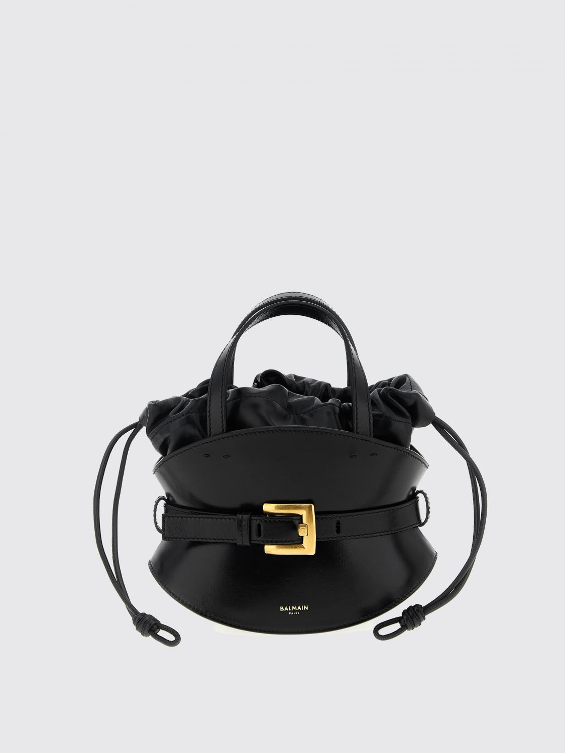 Balmain Shuffle Mini Top-handle Bag In Calfskin In Black