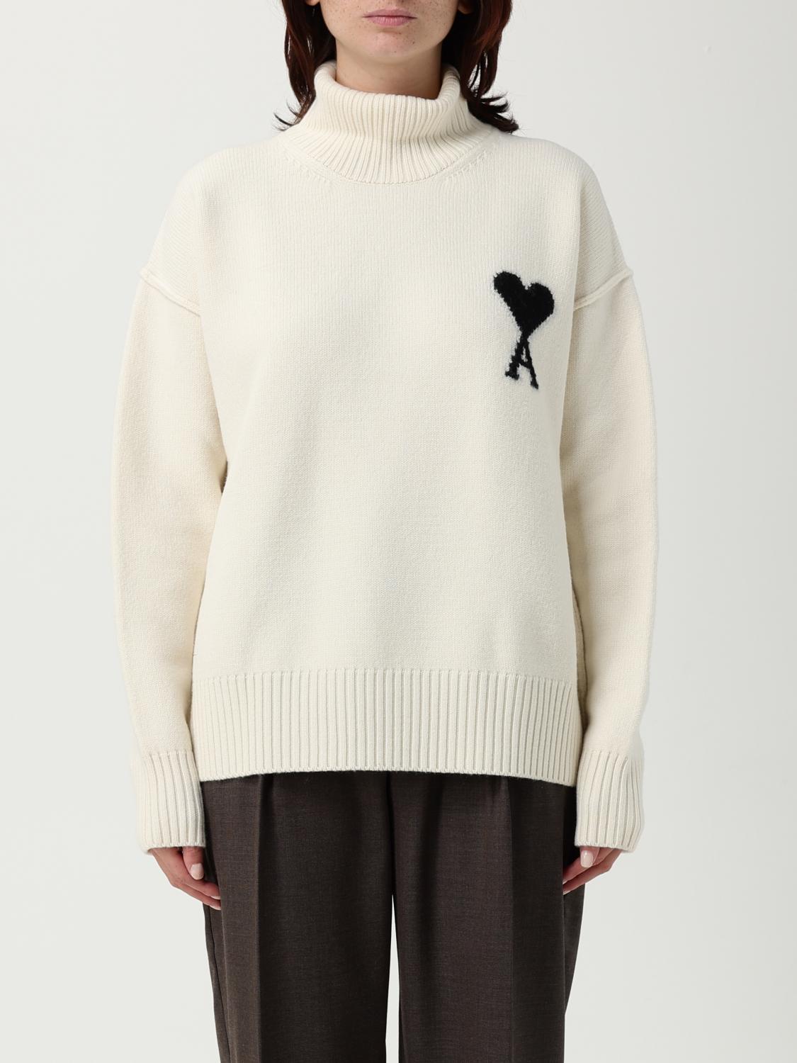 Ami Alexandre Mattiussi Oversized Intarsia-knit Wool Turtleneck Sweater In Neutral