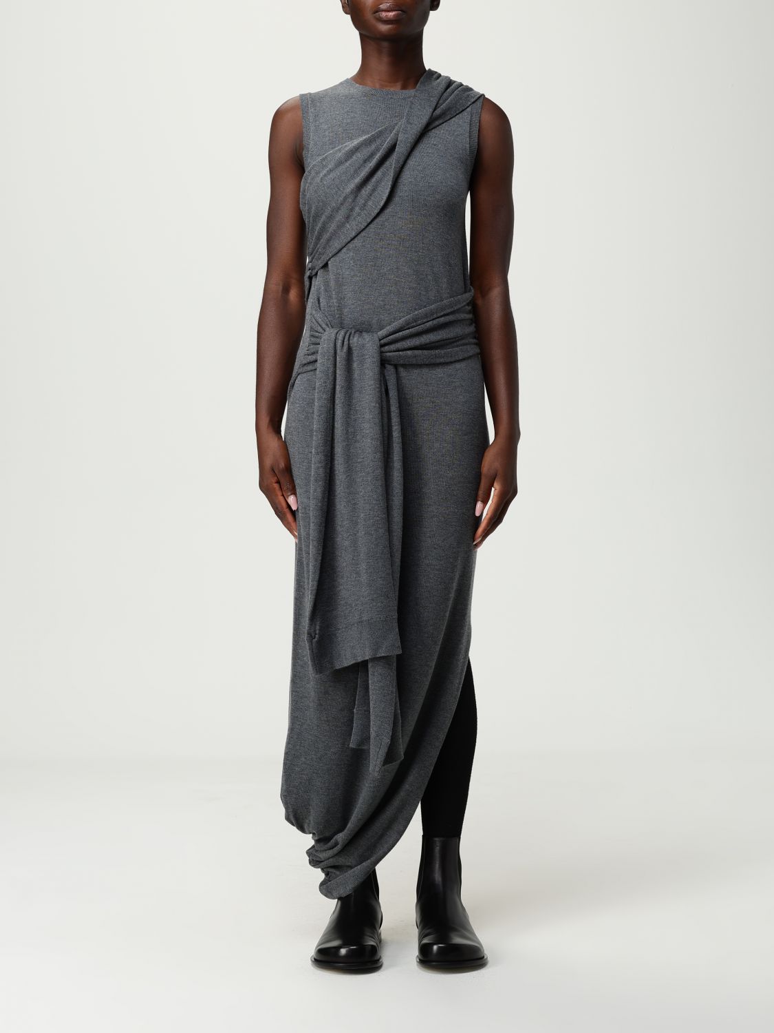 Jw Anderson Grey Jersey Dress In Black