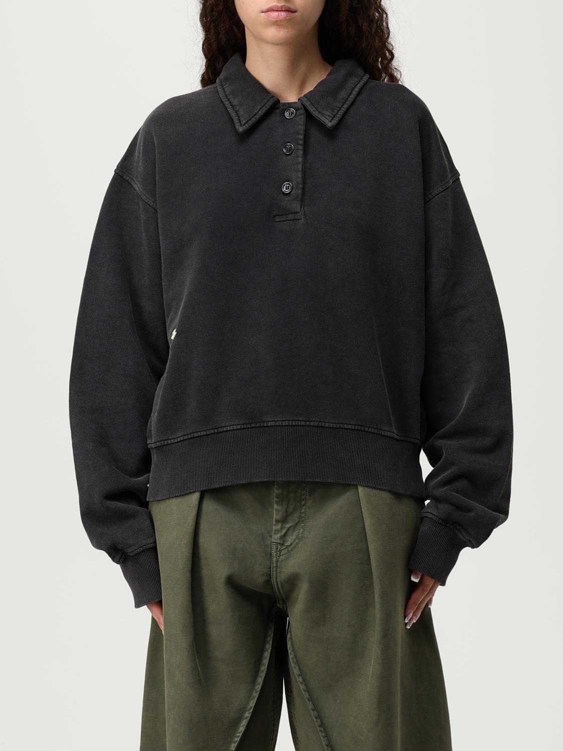 Jw Anderson J. W. Anderson Cropped Polo Sweatshirt With Classic Collar In Black