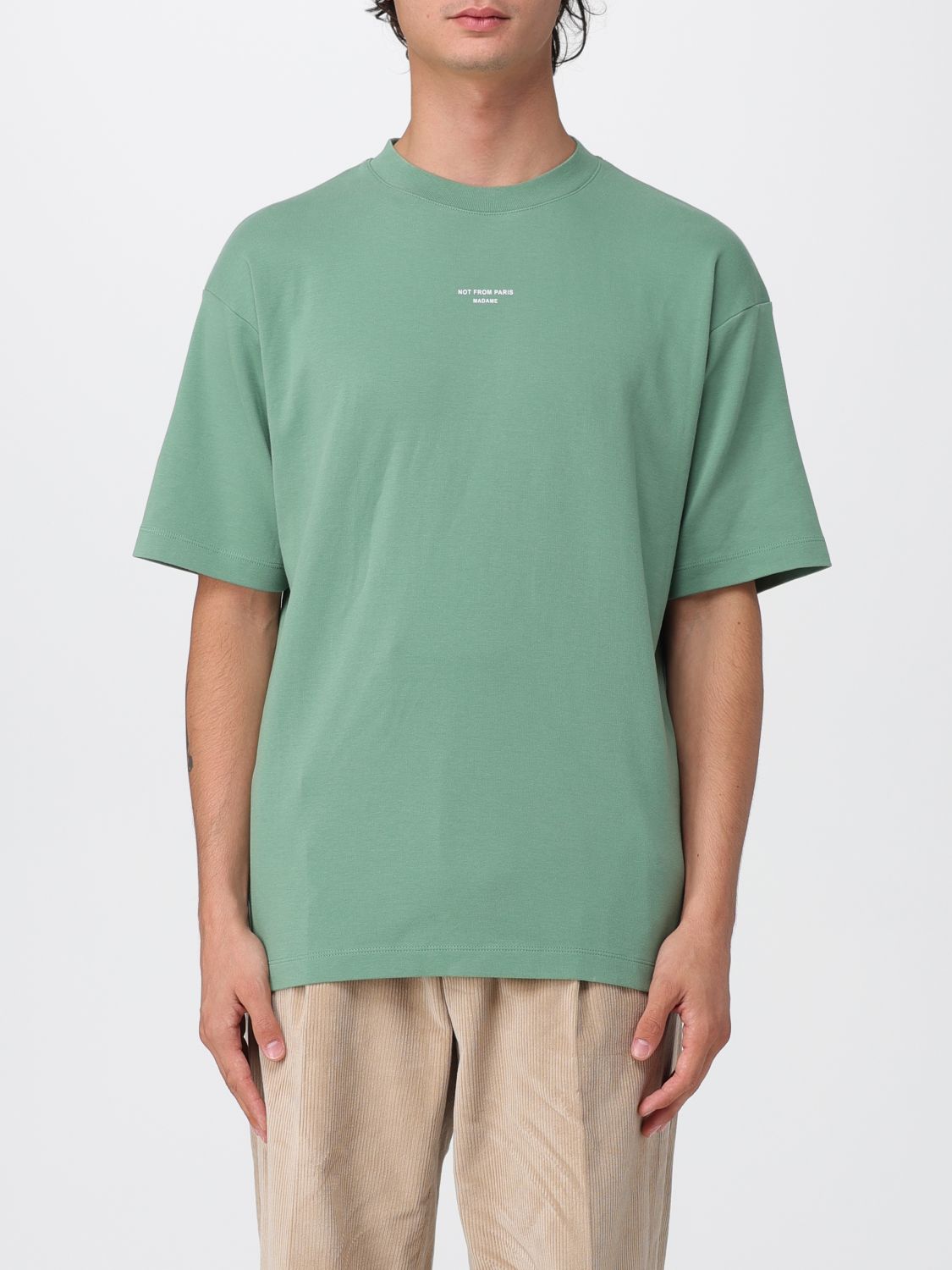 Drôle De Monsieur Short Sleeve Crew Neck T-shirt Design In Green