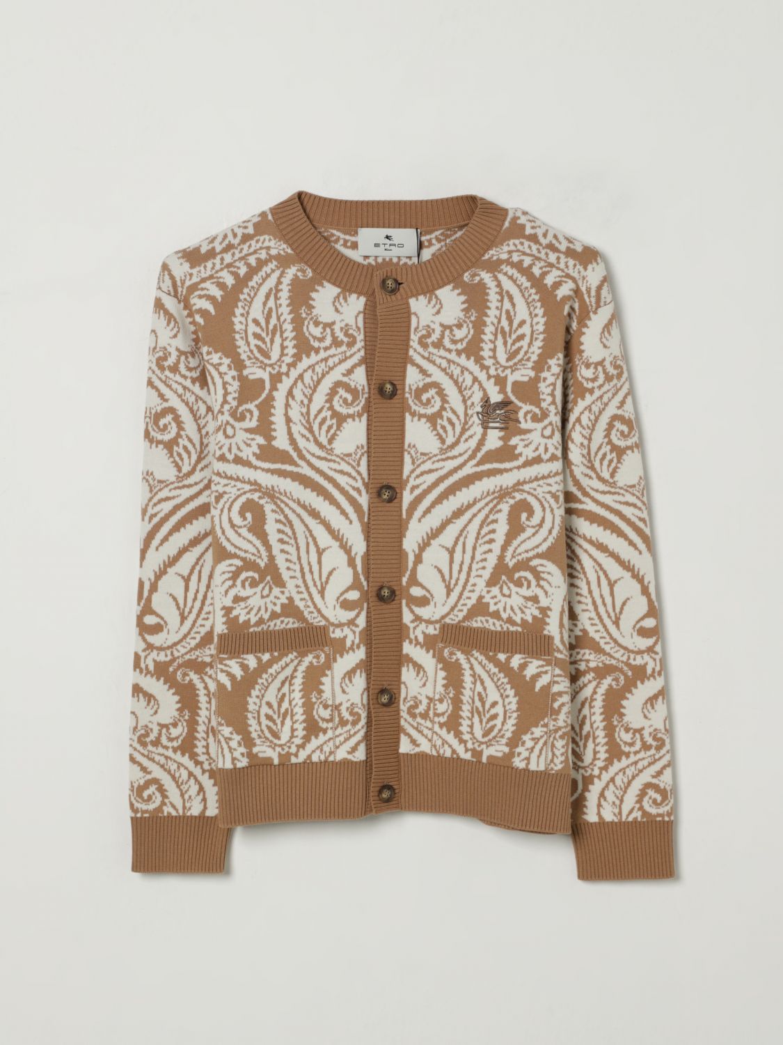 Etro Paisley-pattern Buttoned Cardigan In Brown