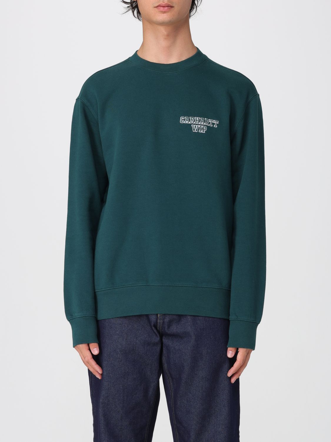 Carhartt Alumni Cotton Sweater Ribbed Finish In Green